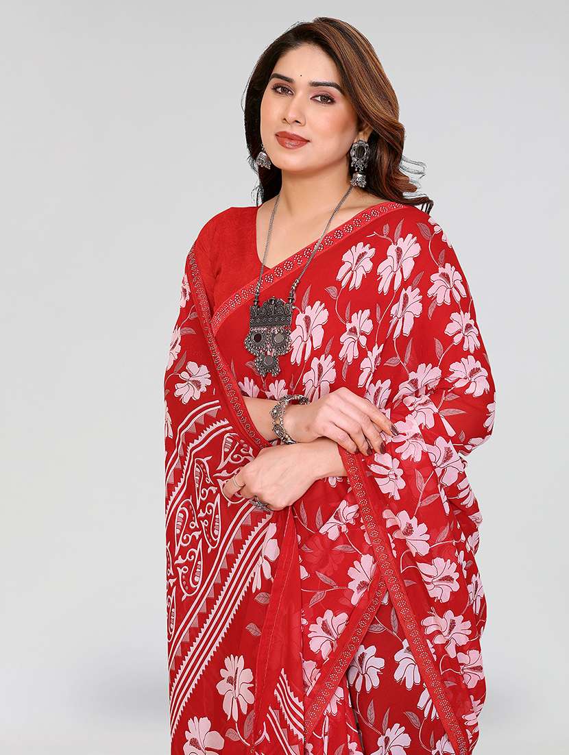 women printed casual wear saree with blouse - 22384672 -  Standard Image - 1