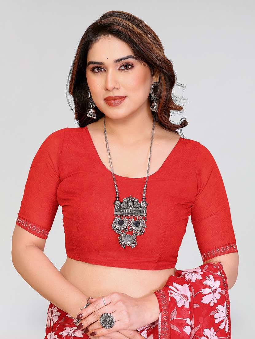 women printed casual wear saree with blouse - 22384672 -  Standard Image - 4