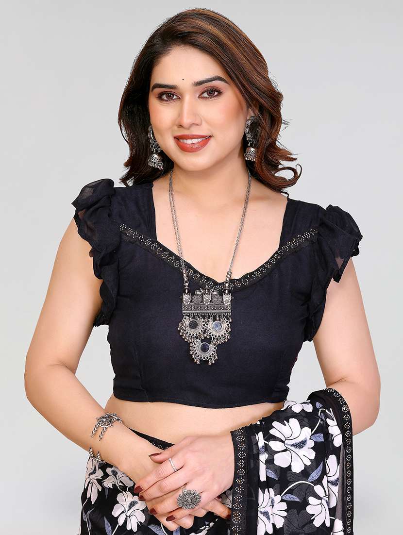 women printed casual wear saree with blouse - 22384674 -  Standard Image - 4
