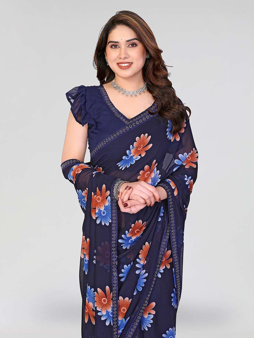women printed casual wear saree with blouse - 22384675 -  Standard Image - 1