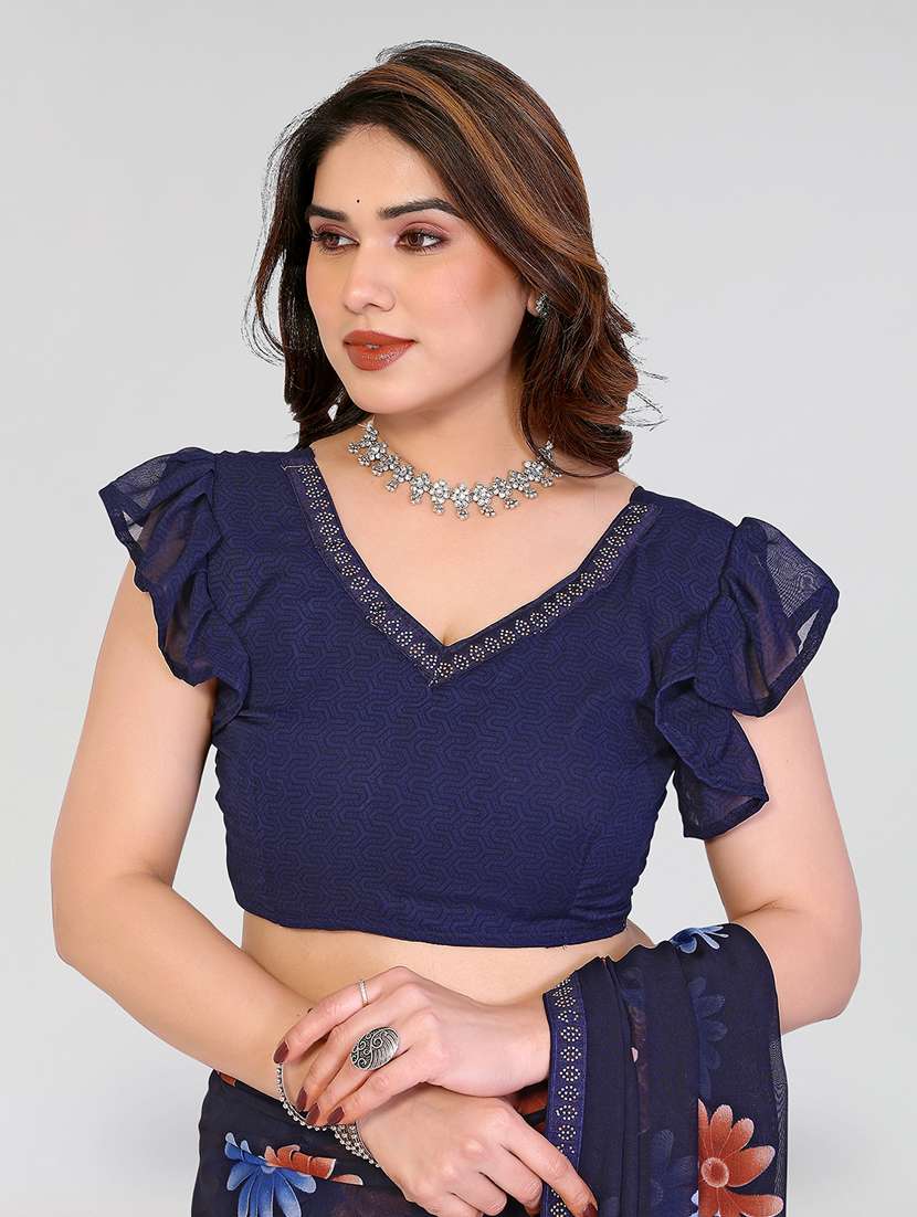 women printed casual wear saree with blouse - 22384675 -  Standard Image - 4