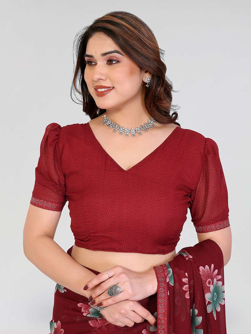 women printed casual wear saree with blouse - 22384676 -  Standard Image - 4