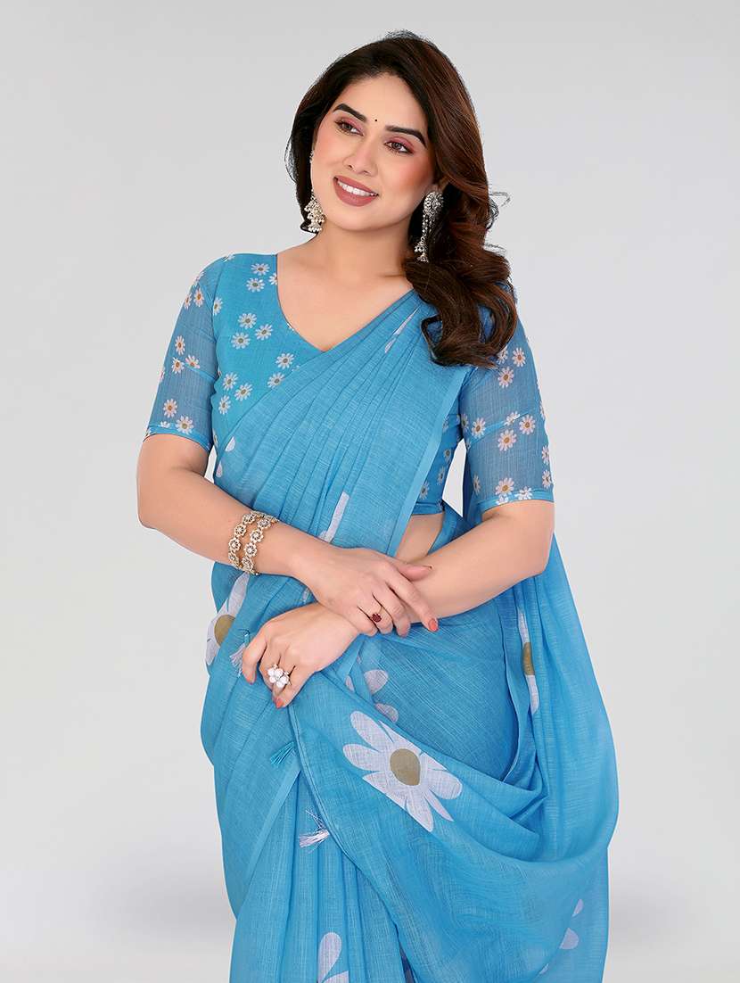 women printed casual wear saree with blouse - 22384683 -  Standard Image - 1