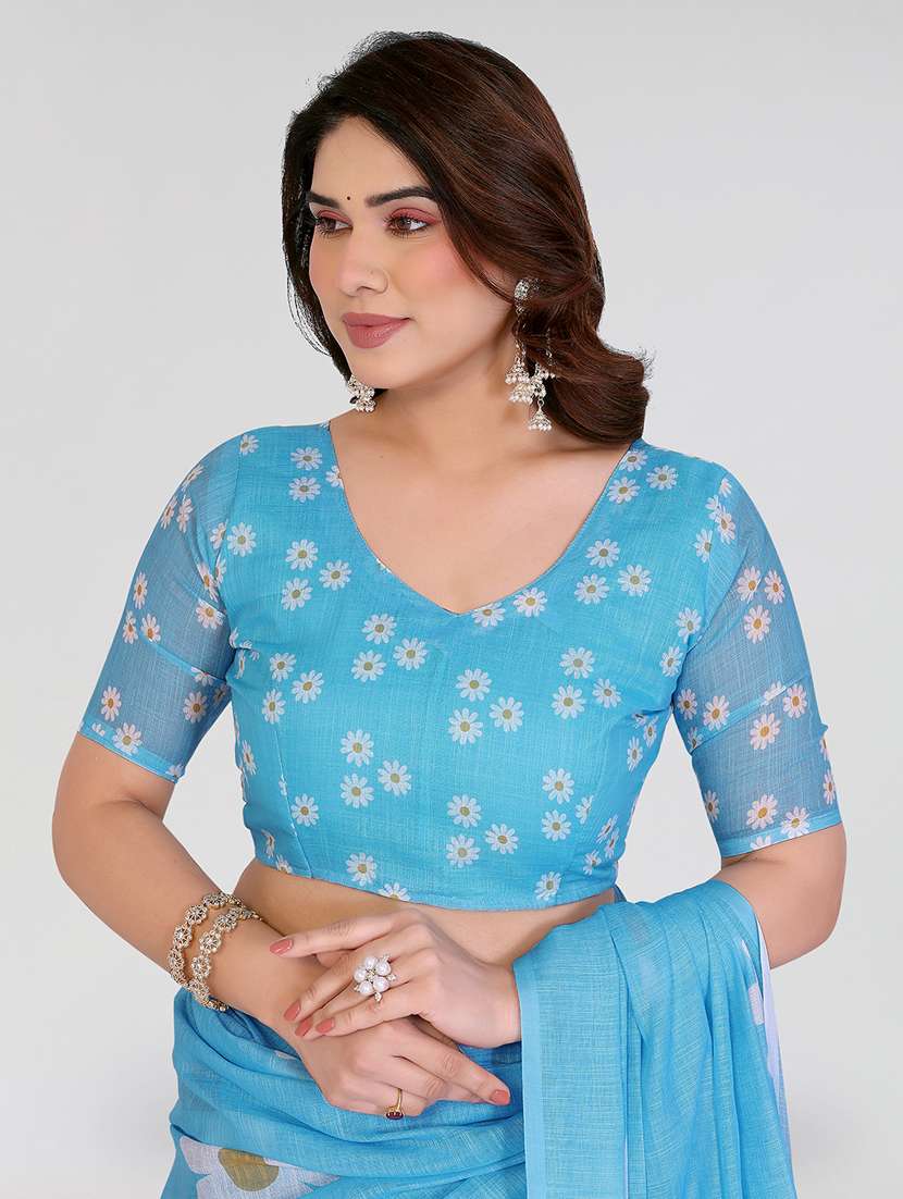 women printed casual wear saree with blouse - 22384683 -  Standard Image - 4