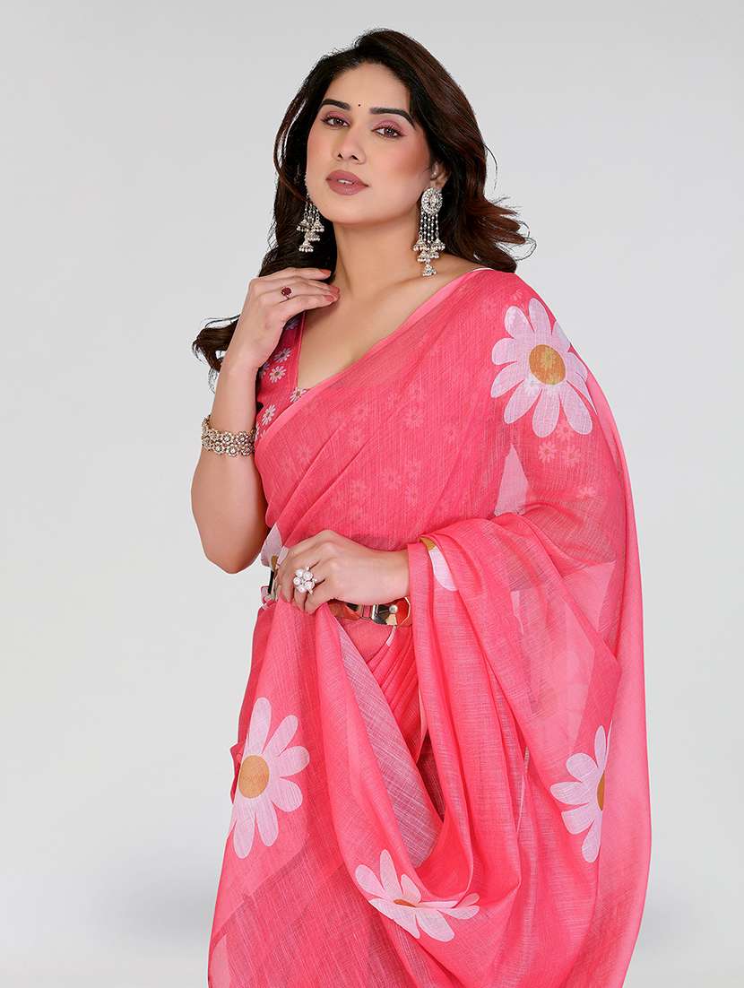 women printed casual wear saree with blouse - 22384685 -  Standard Image - 1