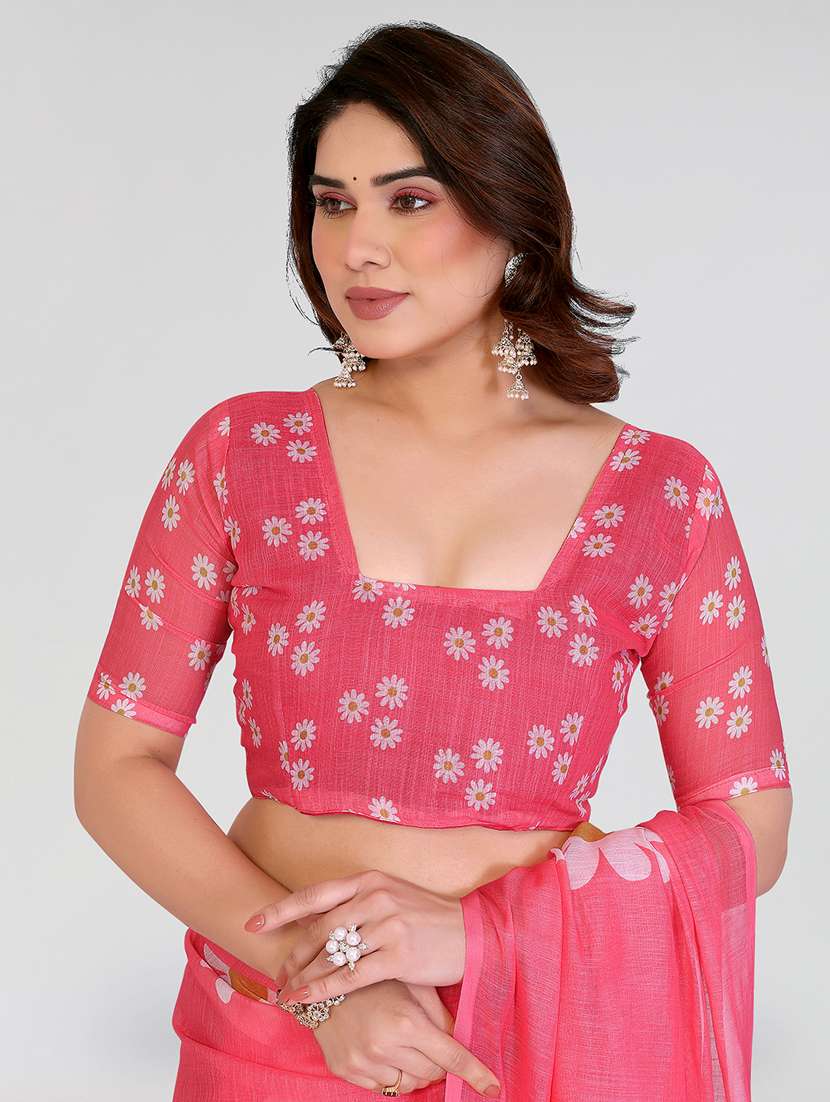 women printed casual wear saree with blouse - 22384685 -  Standard Image - 4