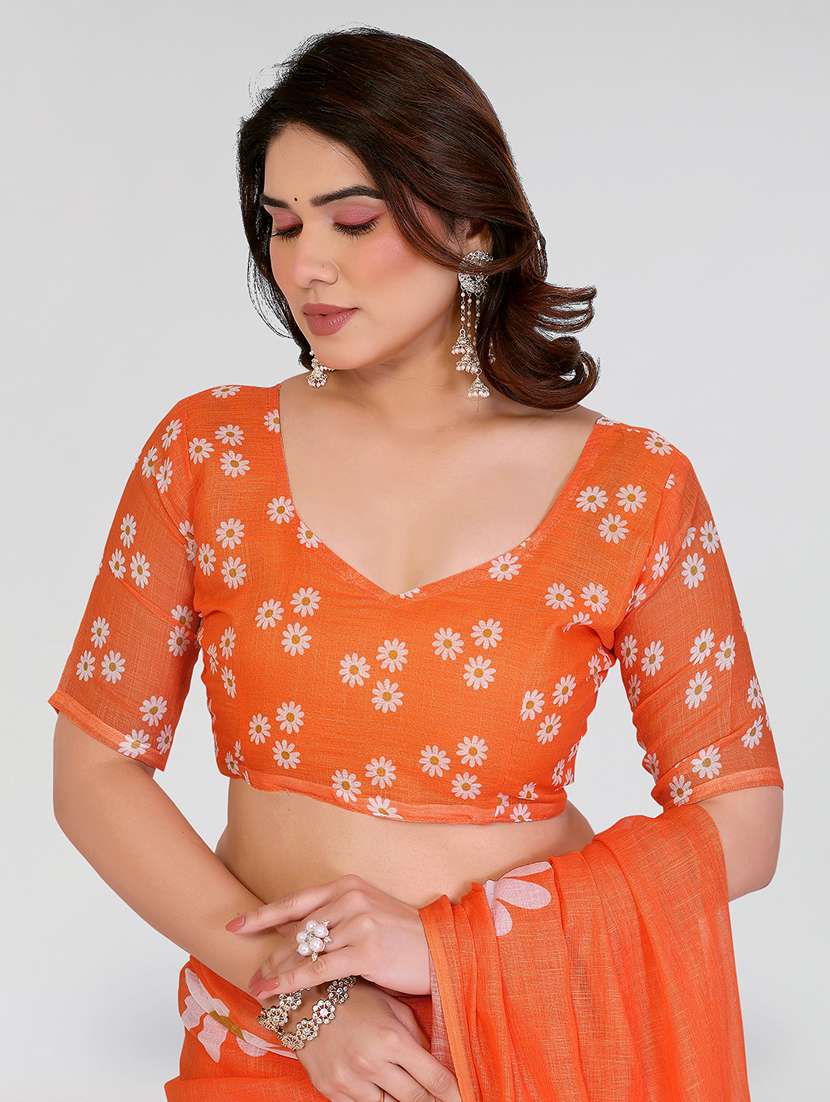 women printed casual wear saree with blouse - 22384686 -  Standard Image - 4