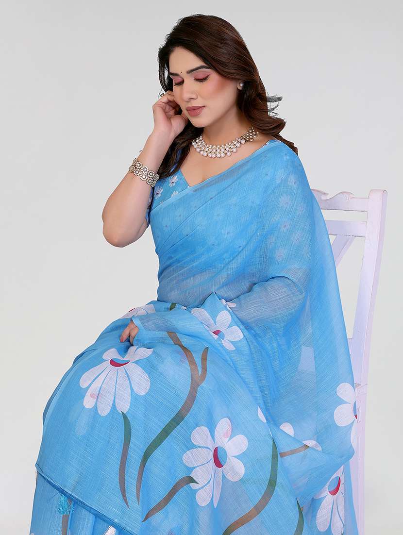 women printed casual wear saree with blouse - 22384687 -  Standard Image - 1