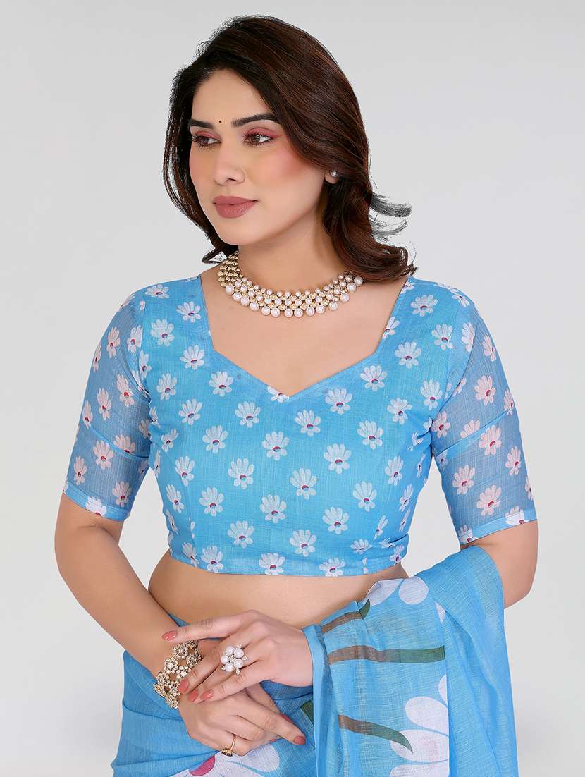 women printed casual wear saree with blouse - 22384687 -  Standard Image - 4