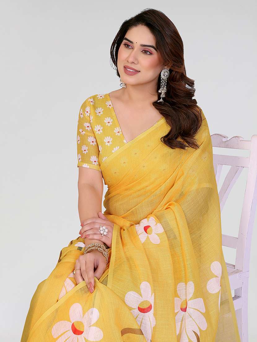 women printed casual wear saree with blouse - 22384688 -  Standard Image - 1