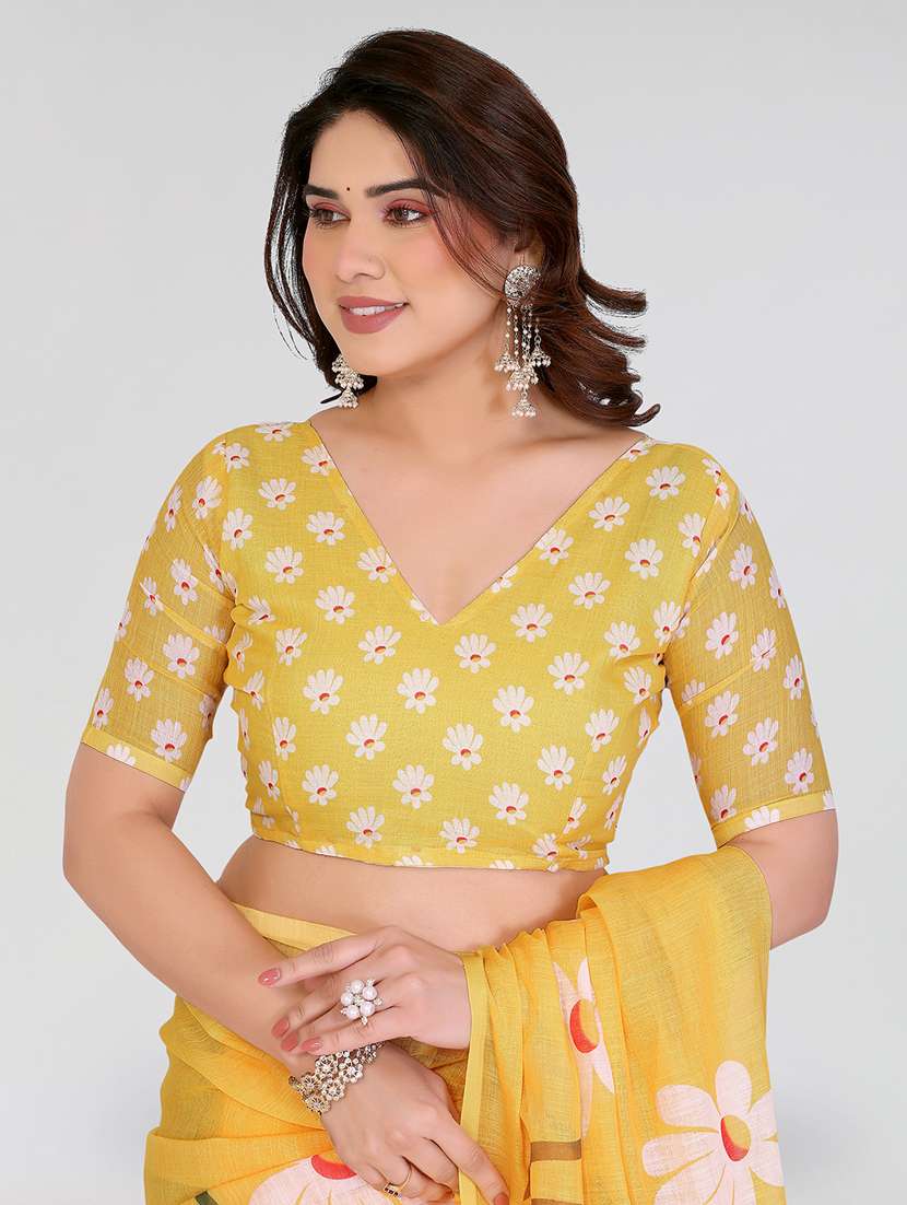 women printed casual wear saree with blouse - 22384688 -  Standard Image - 4