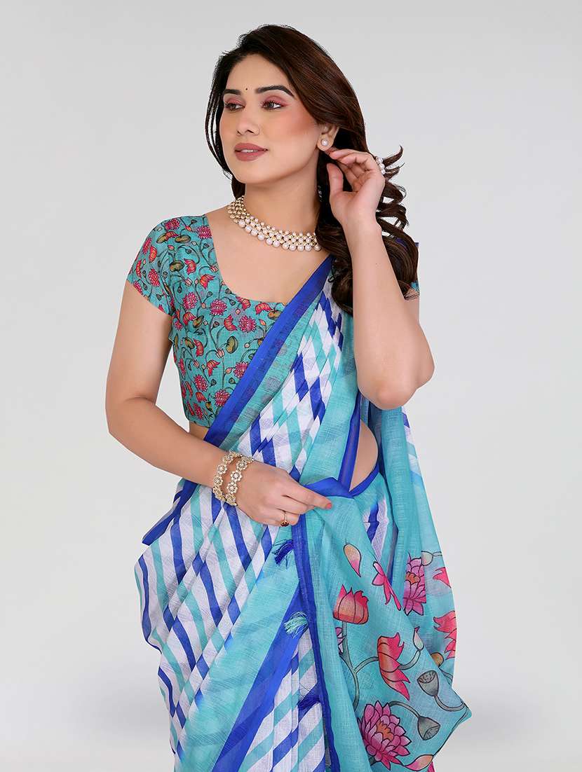 women printed casual wear saree with blouse - 22384691 -  Standard Image - 1