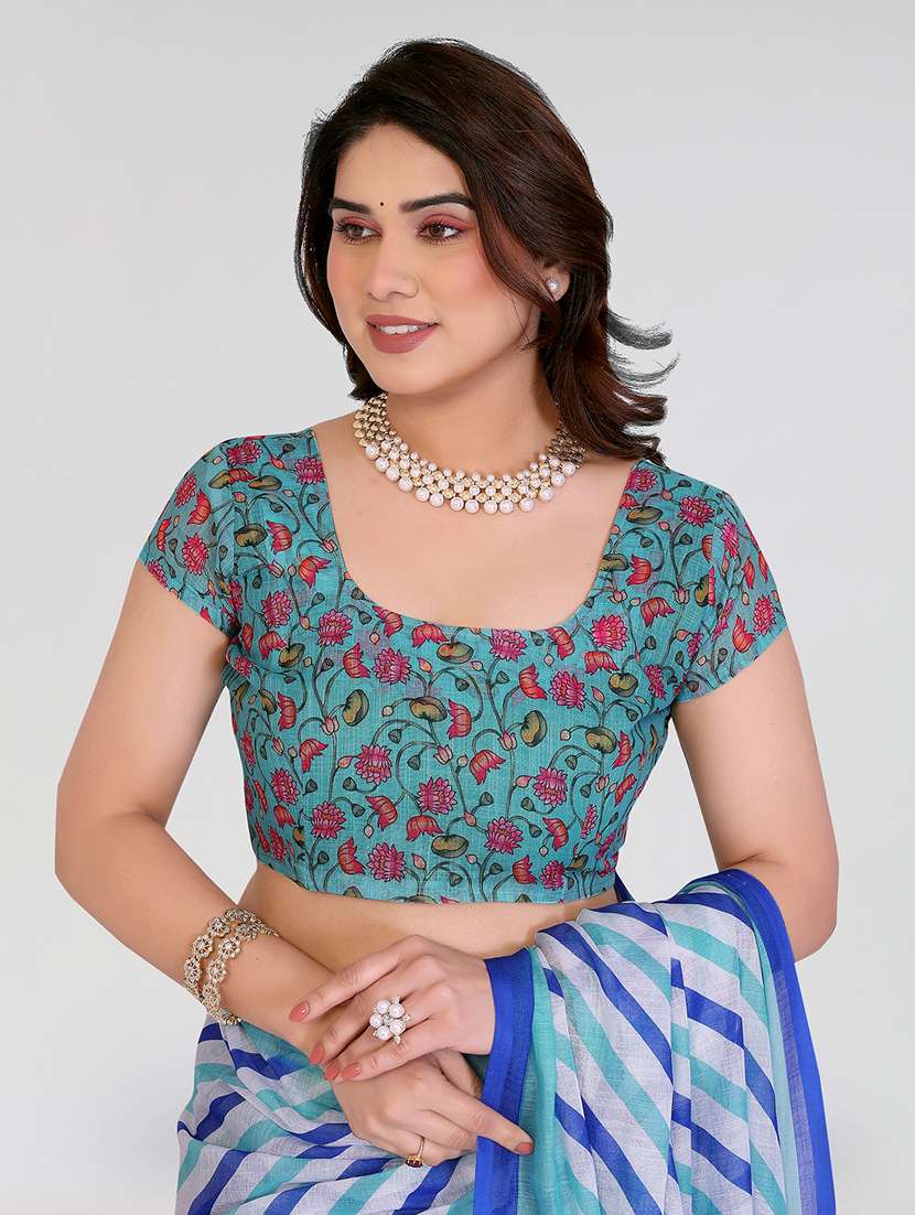 women printed casual wear saree with blouse - 22384691 -  Standard Image - 4