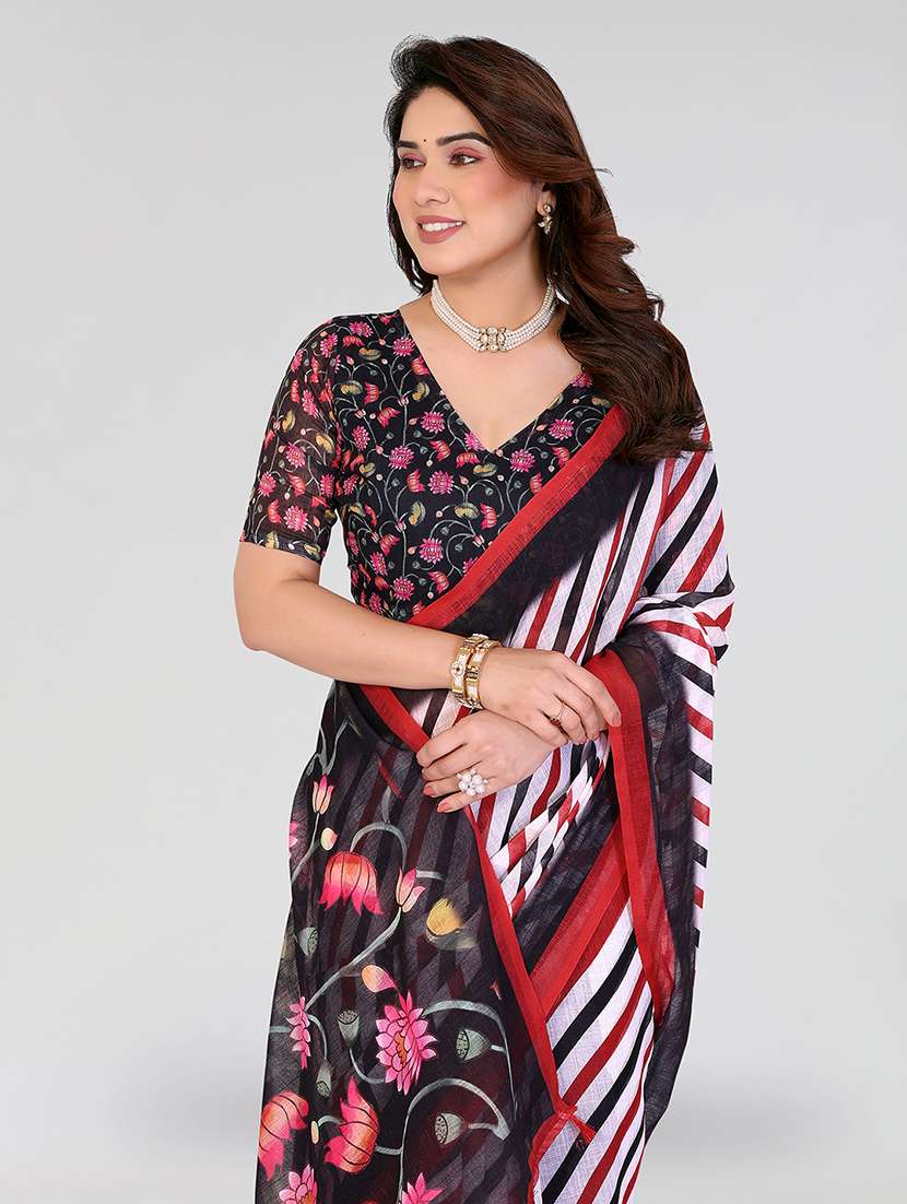 women printed casual wear saree with blouse - 22384693 -  Standard Image - 1