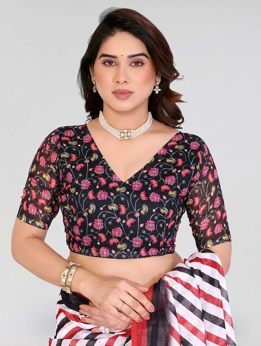 women printed casual wear saree with blouse - 22384693 -  Standard Image - 4