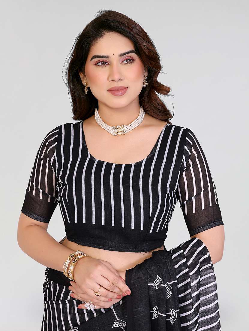 women printed casual wear saree with blouse - 22384695 -  Standard Image - 4