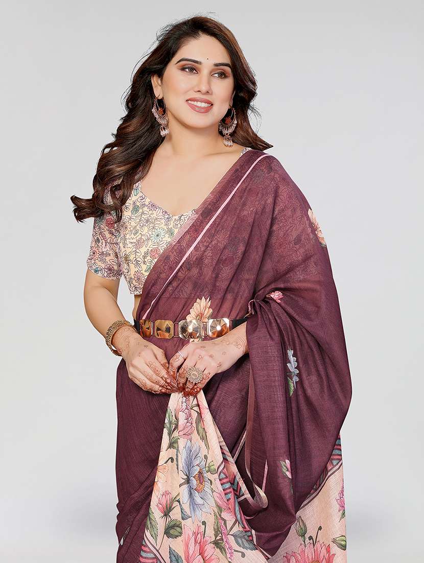 Women Printed Casual Wear Saree With Blouse - 22384698 -  Standard Image - 1