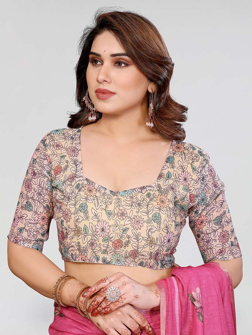 women printed casual wear saree with blouse - 22384699 -  Standard Image - 4