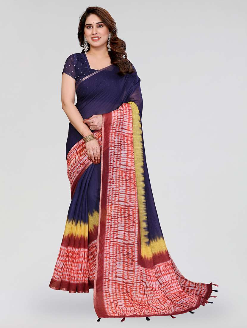 women printed casual wear saree with blouse