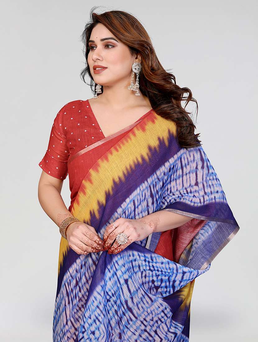 women printed casual wear saree with blouse - 22384702 -  Standard Image - 1