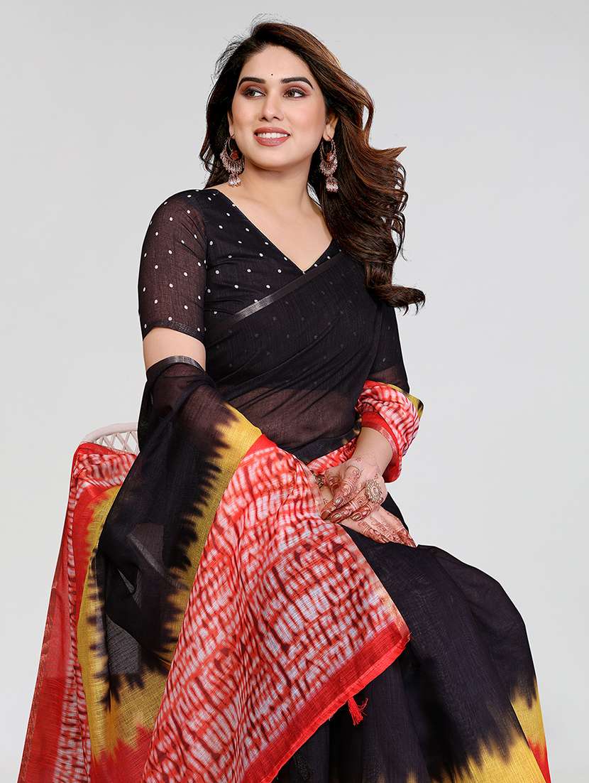 women printed casual wear saree with blouse - 22384704 -  Standard Image - 1