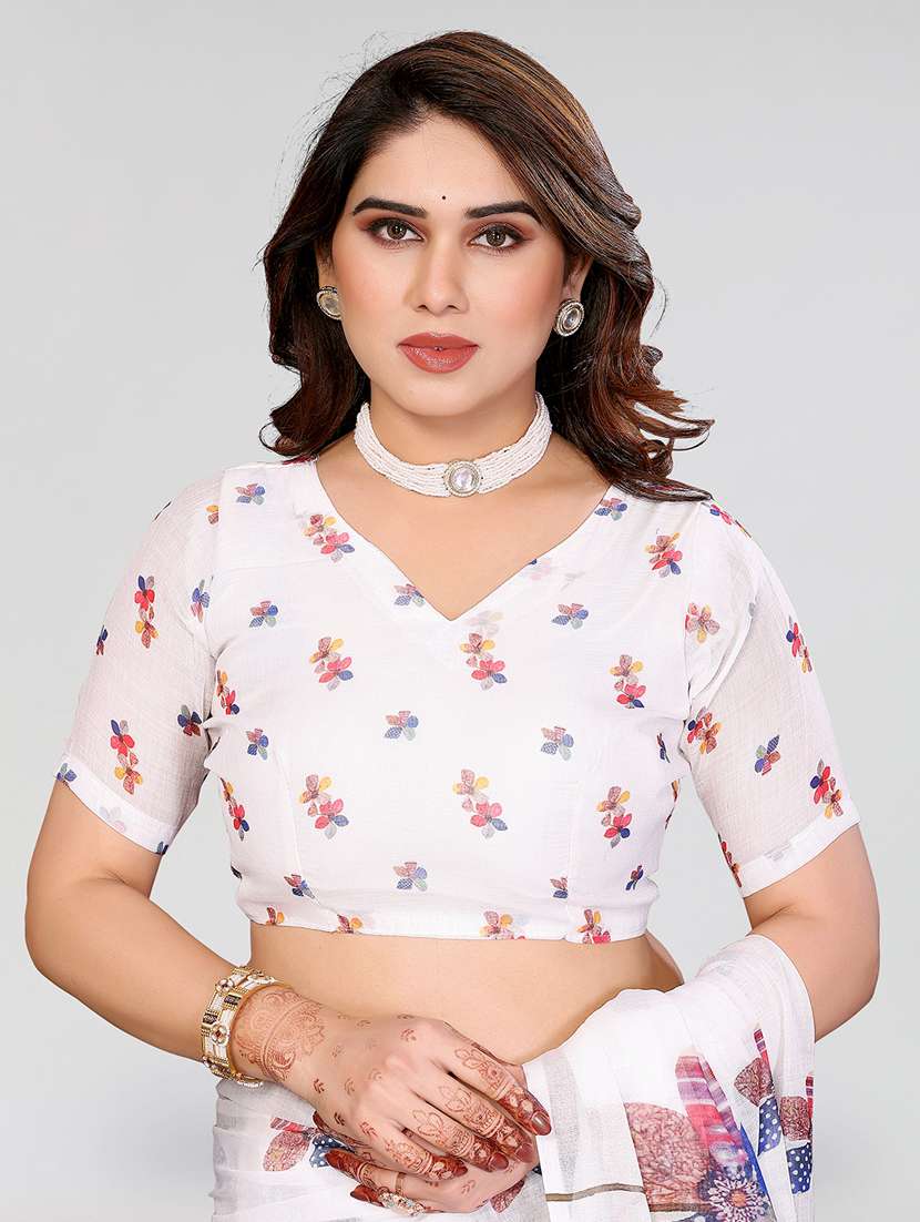 women printed casual wear saree with blouse - 22384711 -  Standard Image - 4