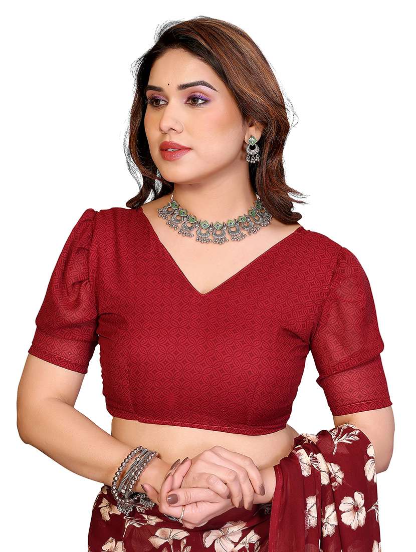 women printed casual wear saree with blouse - 22384723 -  Standard Image - 4