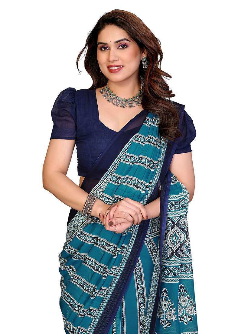 women printed casual wear saree with blouse - 22384727 -  Standard Image - 1