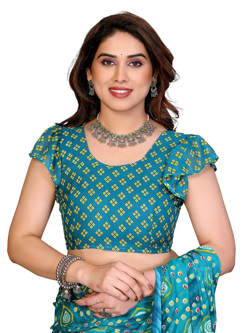 women printed casual wear saree with blouse - 22384730 -  Standard Image - 4