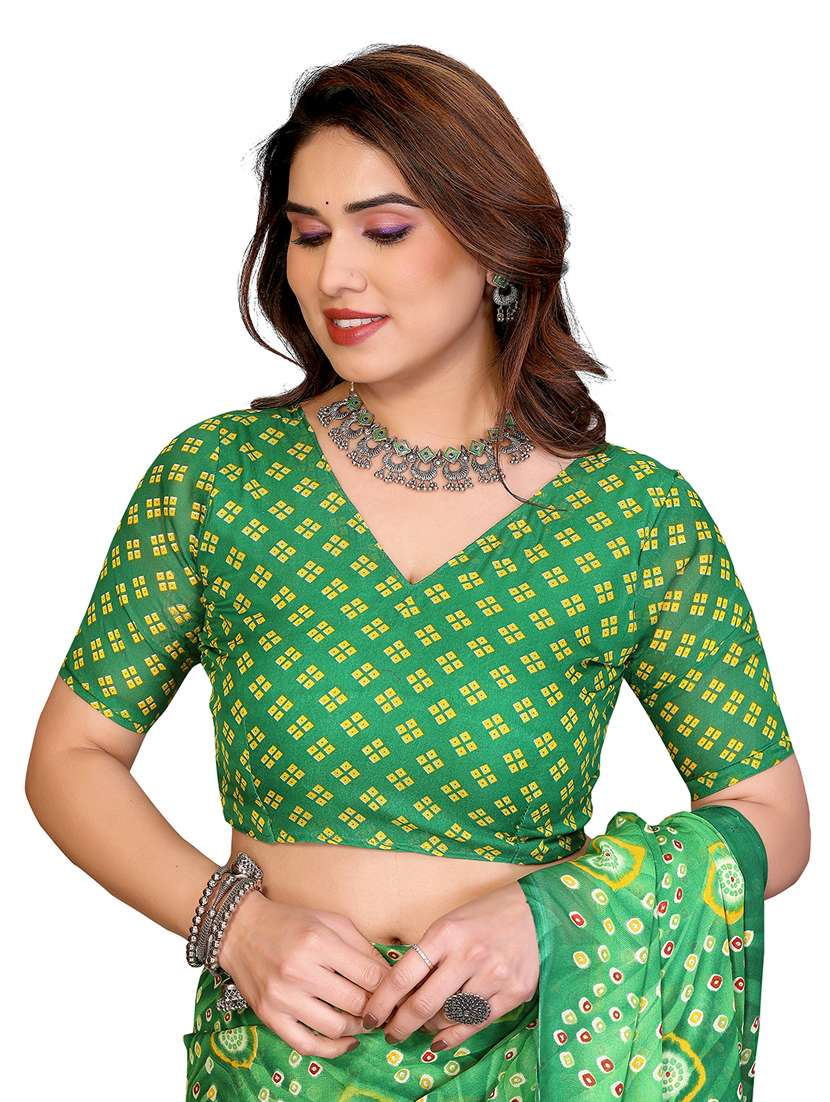 women printed casual wear saree with blouse - 22384733 -  Standard Image - 4
