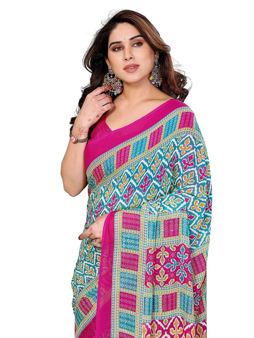 women printed casual wear saree with blouse - 22384736 -  Standard Image - 1