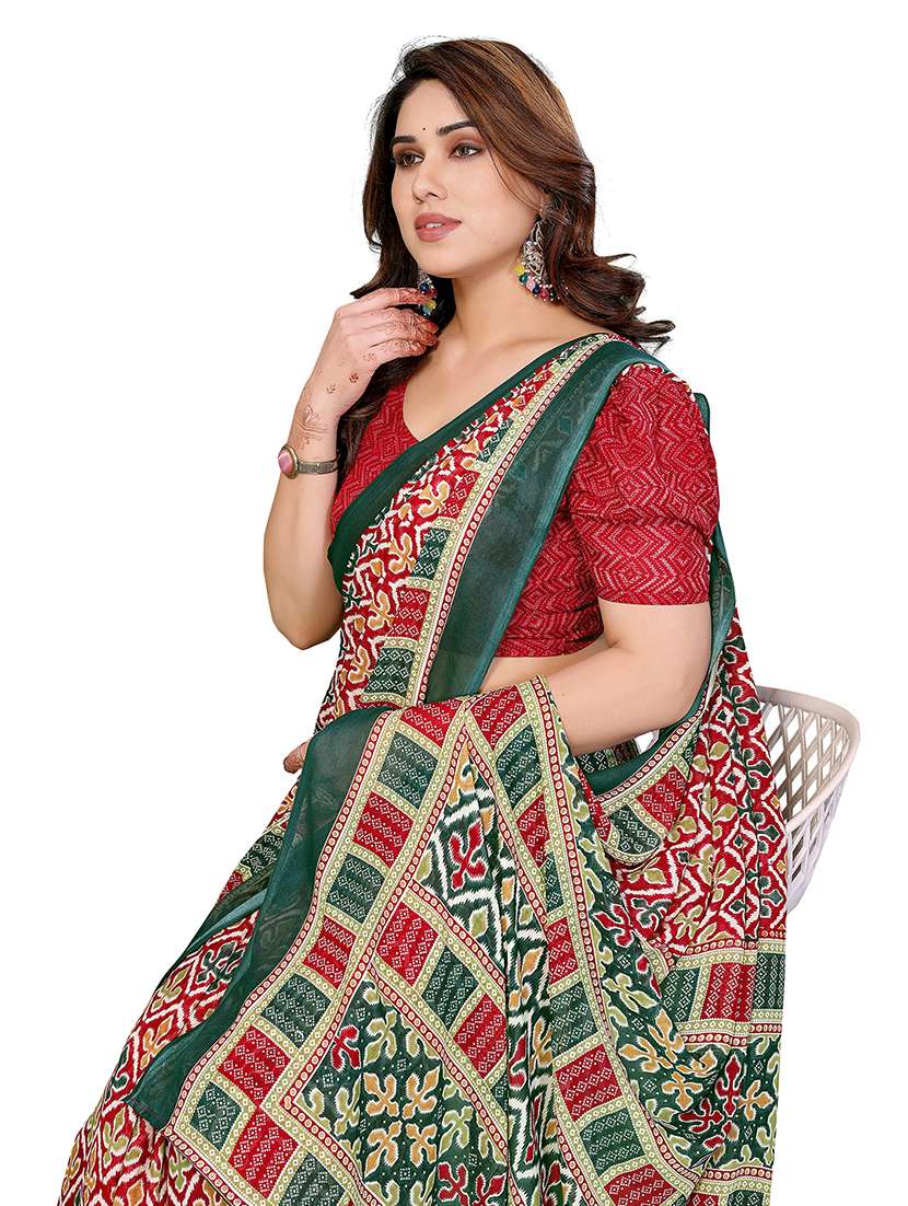 women printed casual wear saree with blouse - 22384738 -  Standard Image - 1