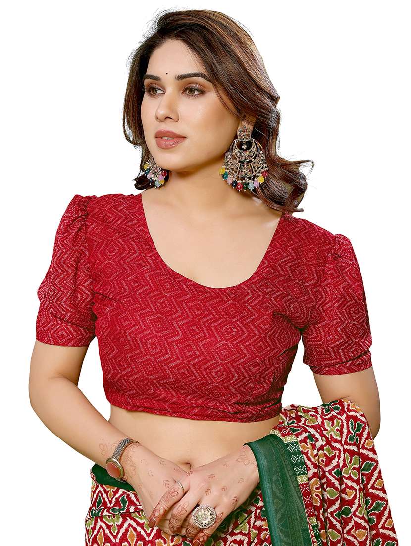 women printed casual wear saree with blouse - 22384738 -  Standard Image - 4