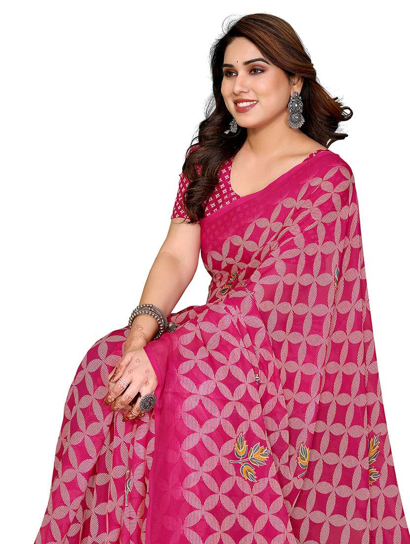 women printed casual wear saree with blouse - 22384742 -  Standard Image - 1