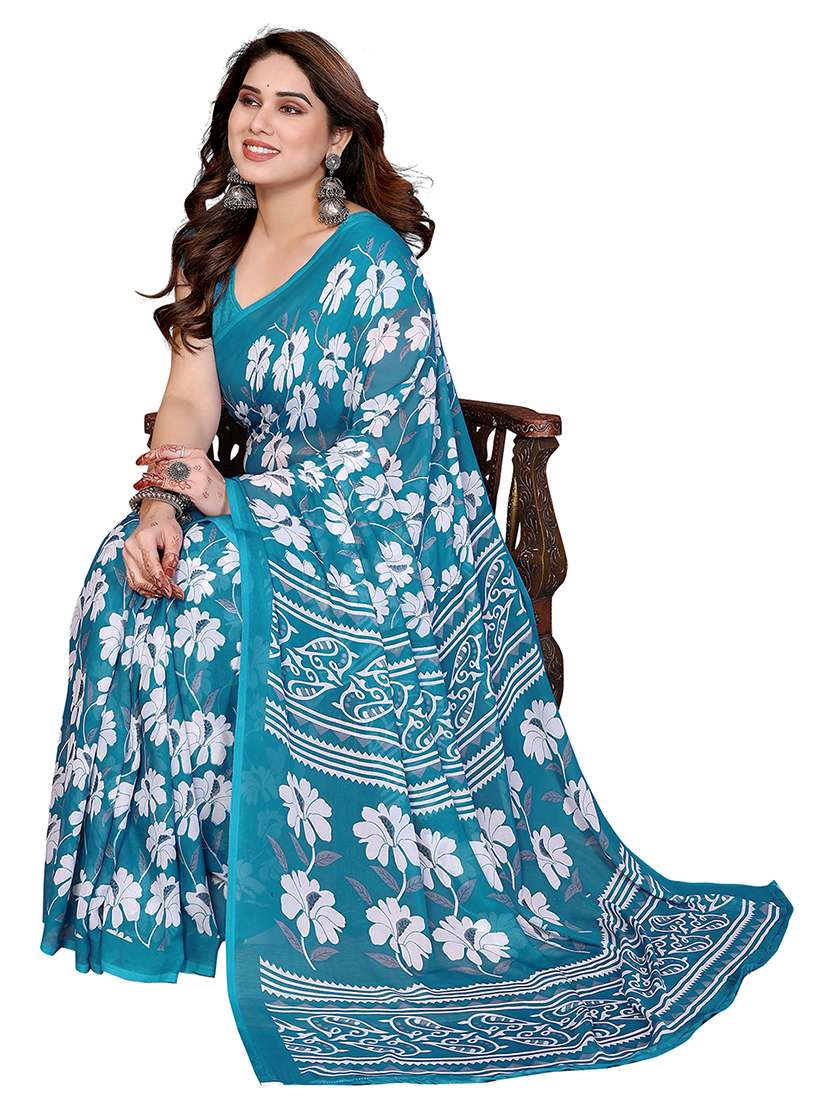 women printed casual wear saree with blouse - 22384745 -  Standard Image - 1