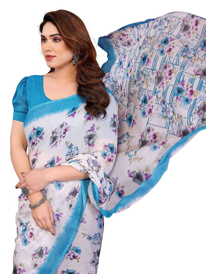 women printed casual wear saree with blouse - 22384753 -  Standard Image - 1