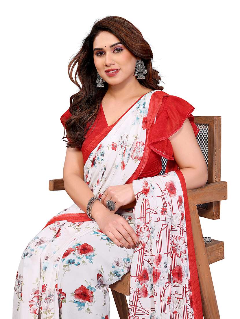 women printed casual wear saree with blouse - 22384756 -  Standard Image - 1