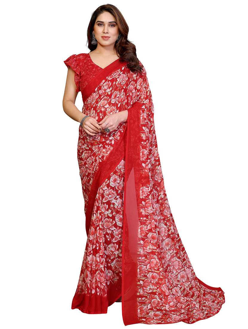 women printed casual wear saree with blouse