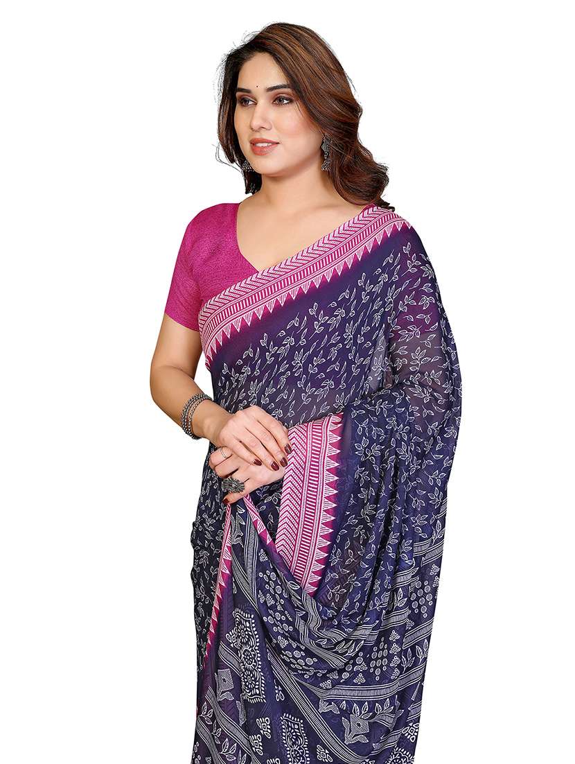 women printed casual wear saree with blouse - 22384769 -  Standard Image - 1
