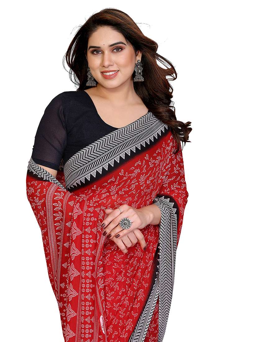 women printed casual wear saree with blouse - 22384770 -  Standard Image - 1