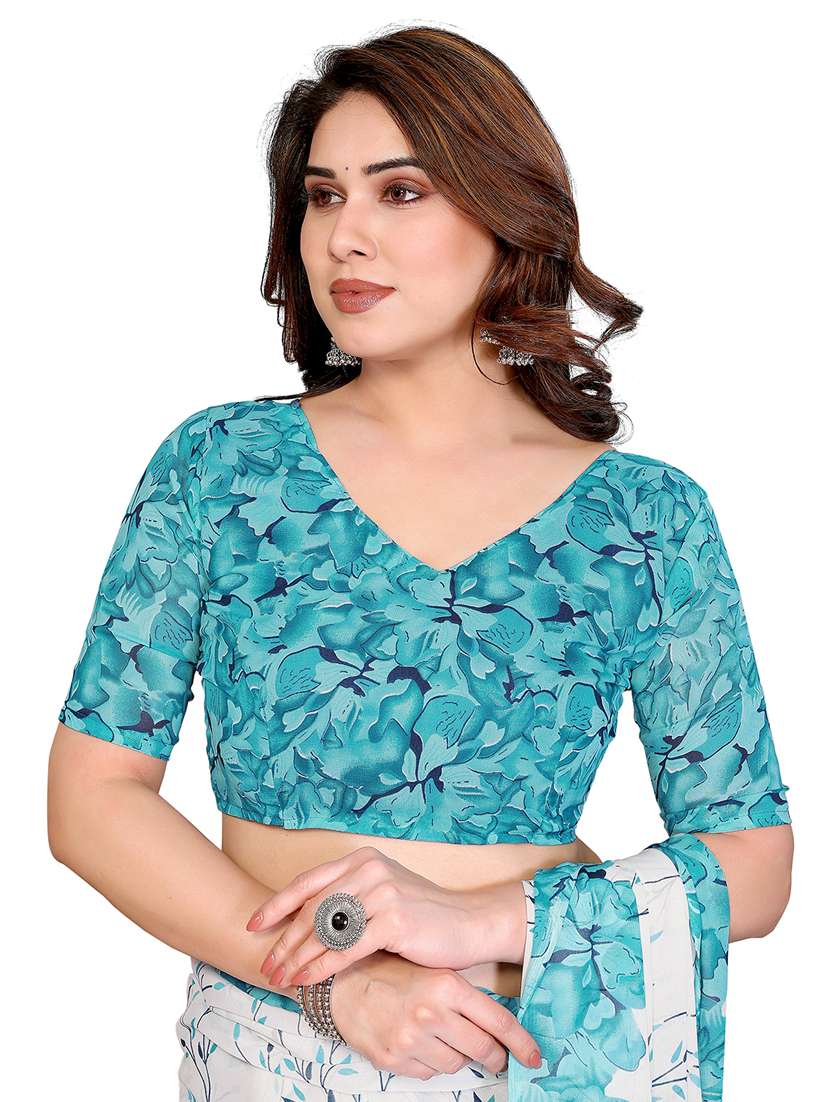 women printed casual wear saree with blouse - 22384773 -  Standard Image - 4