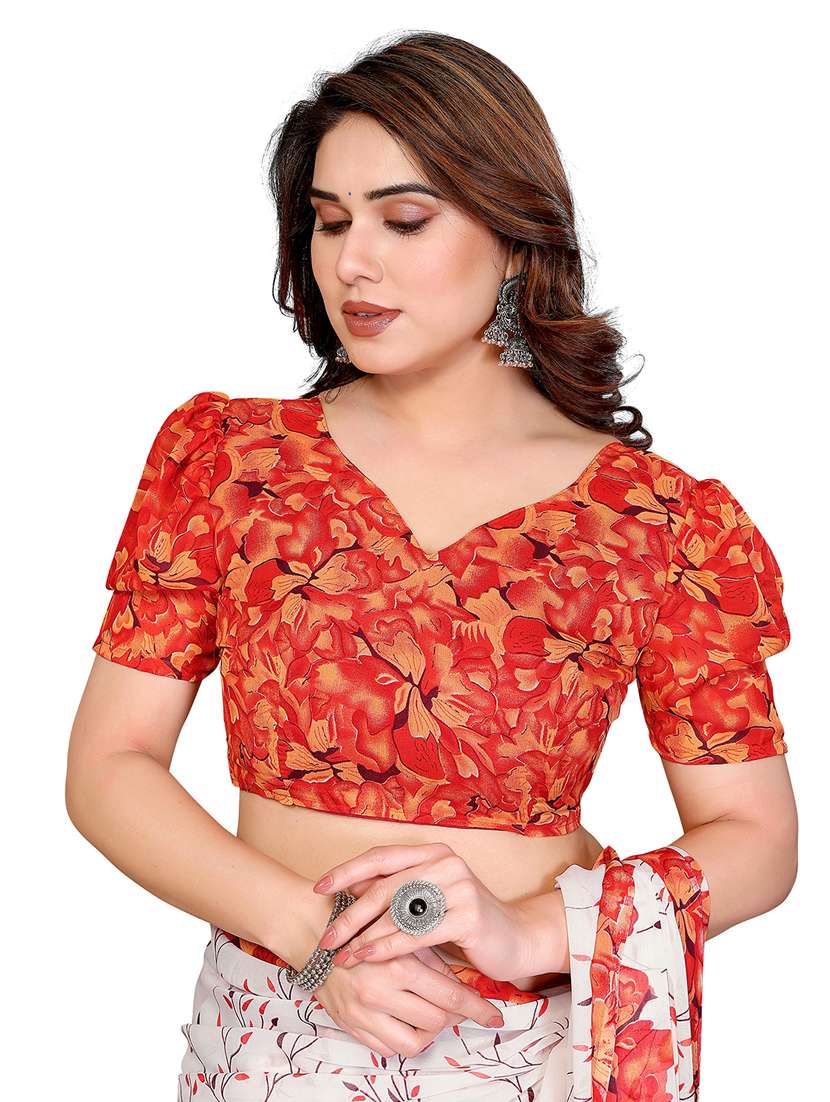 women printed casual wear saree with blouse - 22384774 -  Standard Image - 4