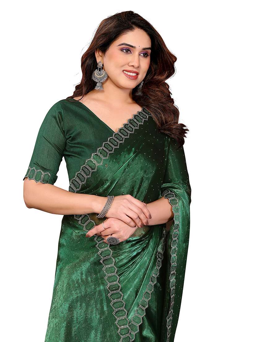 women solid with work embellished saree with blouse - 22384788 -  Standard Image - 1