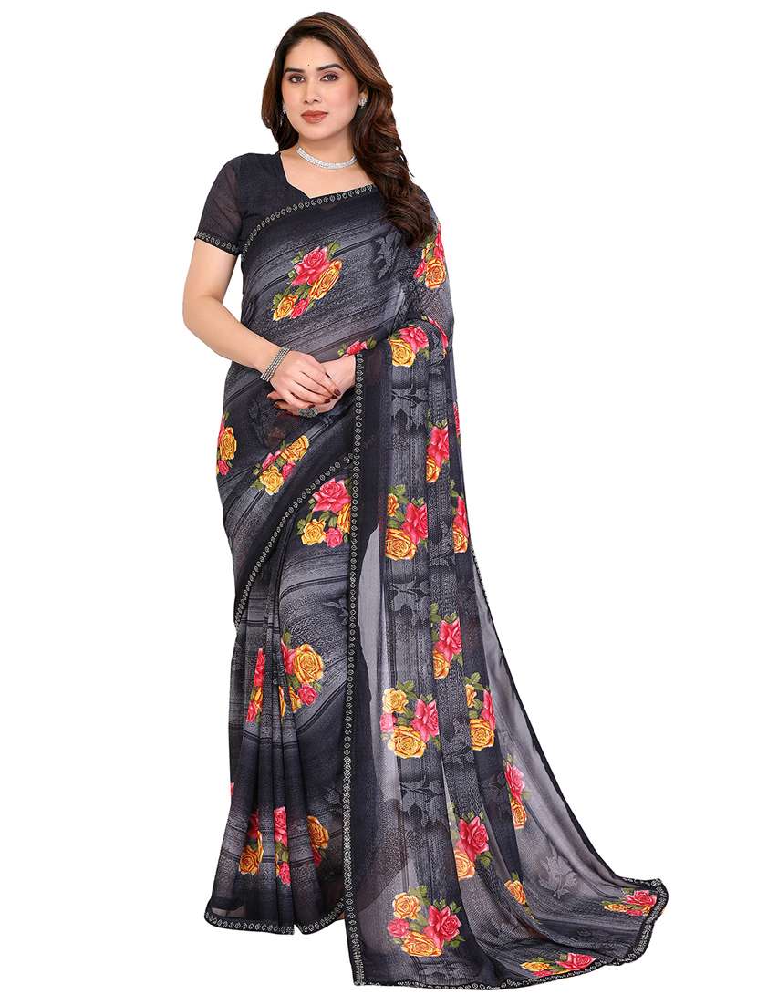 women printed casual wear saree with blouse