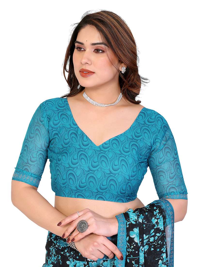 women printed casual wear saree with blouse - 22384818 -  Standard Image - 4
