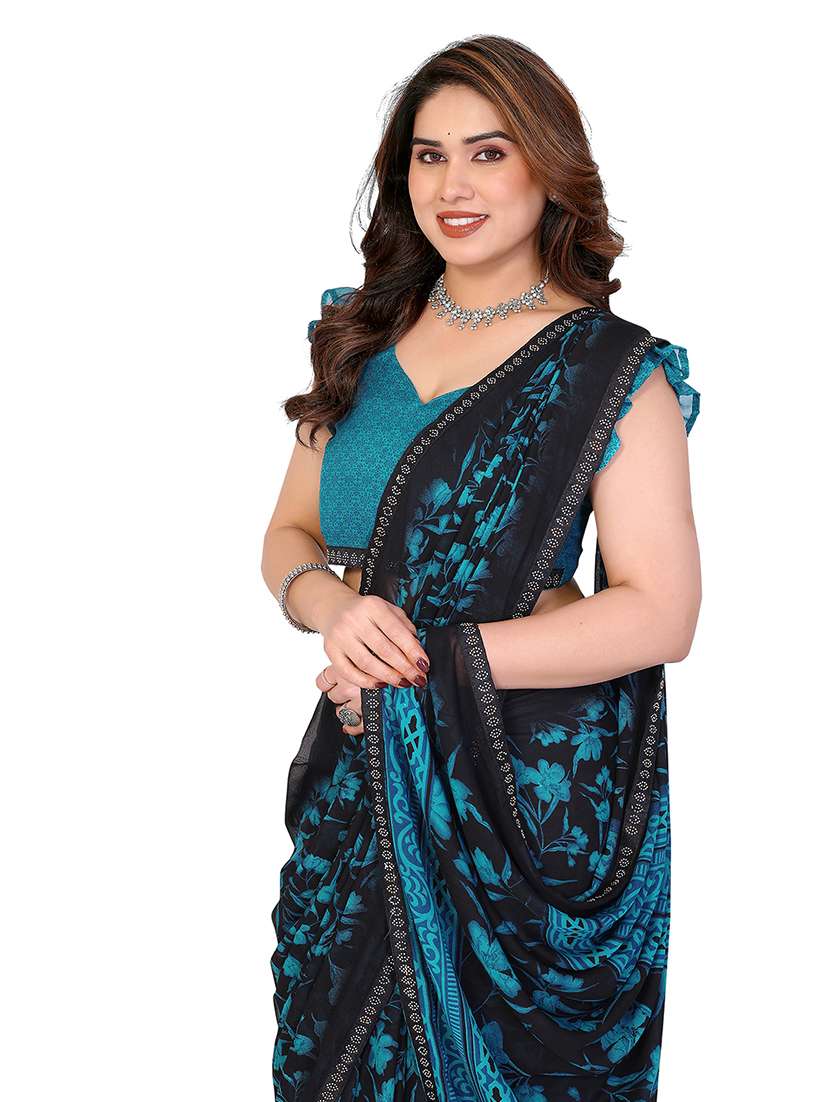 women printed casual wear saree with blouse - 22384822 -  Standard Image - 1