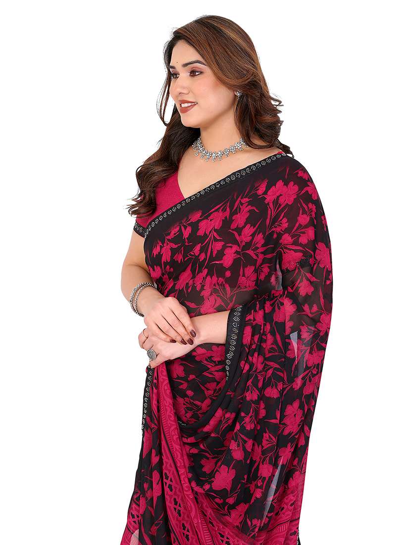women printed casual wear saree with blouse - 22384824 -  Standard Image - 1