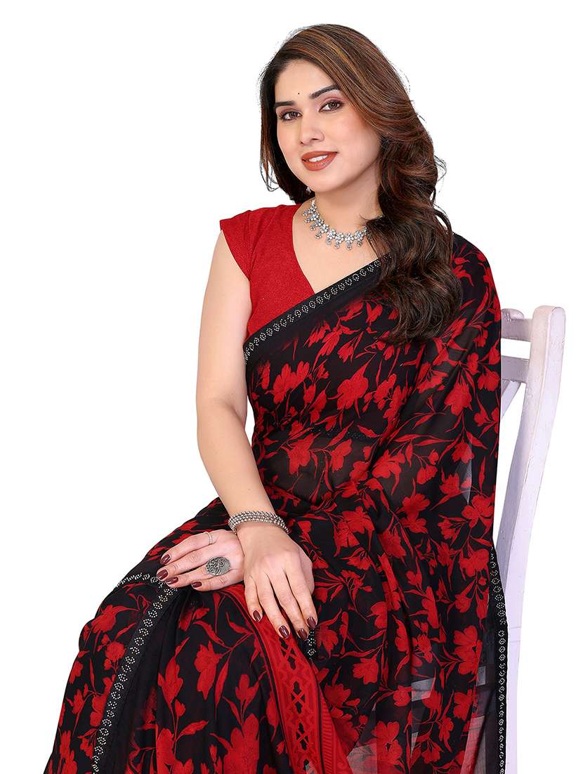 Women Printed Casual Wear Saree With Blouse - 22384825 -  Standard Image - 1