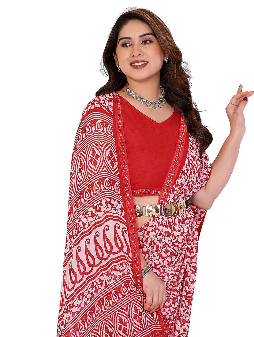 women printed casual wear saree with blouse - 22384827 -  Standard Image - 1