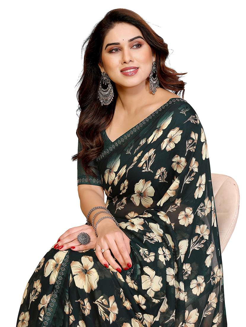 women printed casual wear saree with blouse - 22384832 -  Standard Image - 1